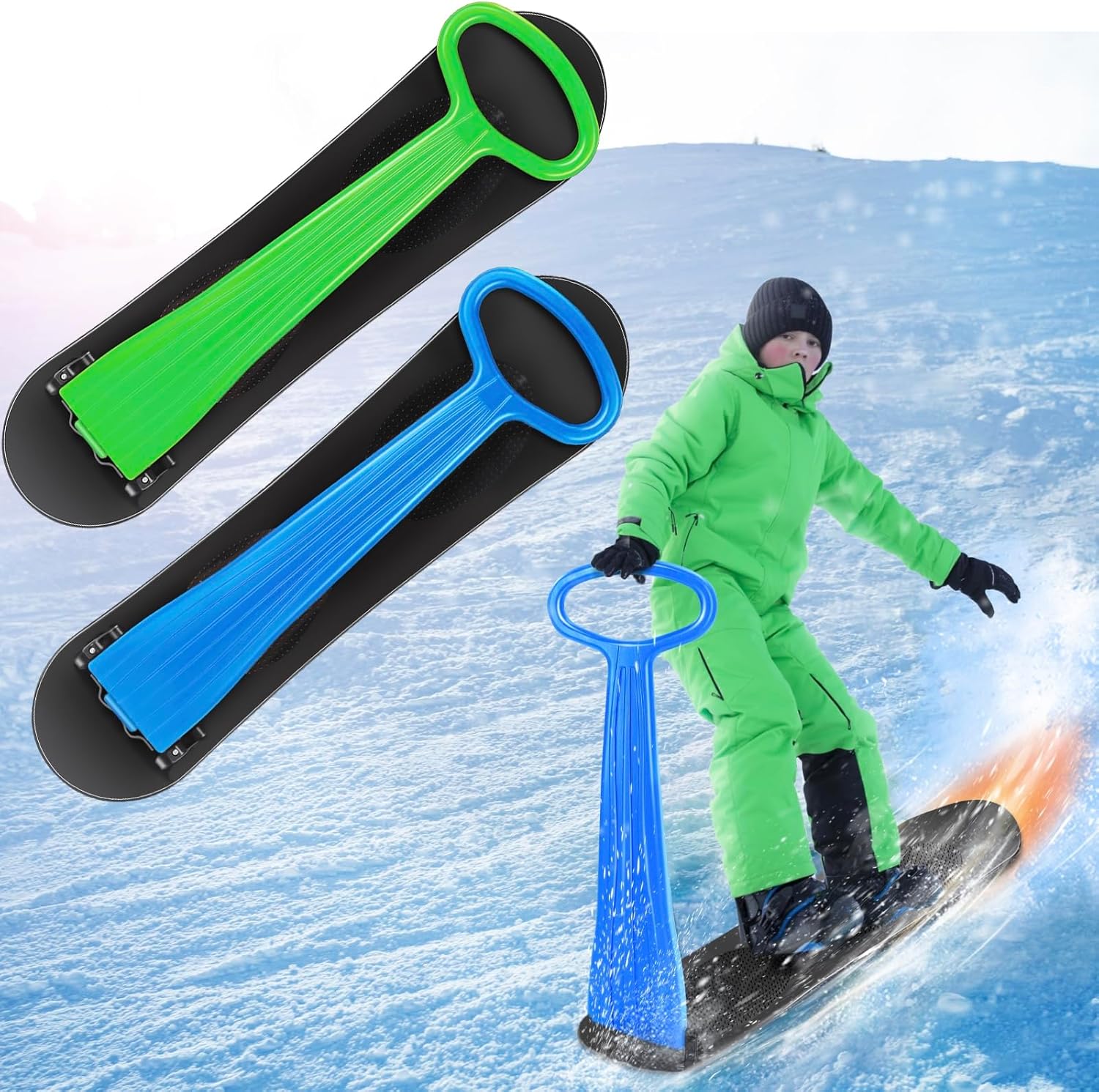 Daolar Foldable Snow Scooter with Handlebar, Snow Skate for Kids
