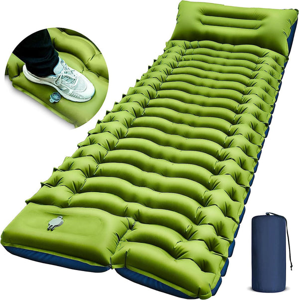 Daolar Self-Inflating Camping Sleeping Mat with Foot Press Pump & Cushion, Thickened Air Mattress Camping Camping Mattress Compact and Lightweight for Outdoor Use