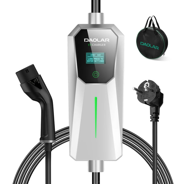 Daolar 8H Timing 3.5KW EV Charger 16A Schuko plug 5M/10M cable Type 2 Electric Vehicle Charger, Adjustable Current PHEV EV Car Charging Station
