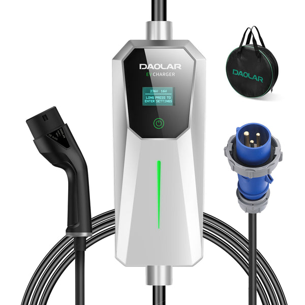 Daolar 8H Timing 7KW EV Charger 32A CEE plug 5M/10M cable Type 2 Electric Vehicle Charger, Adjustable Current PHEV EV Car Charging Station