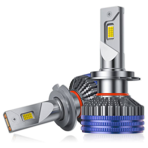 Daolar H7 LED Xenon-pærer, 130W 27000LM Supersterk frontlyspære, dobbel varmeledning kjøling, CANBUS feilfri for H4 H7 H11 9005 9006