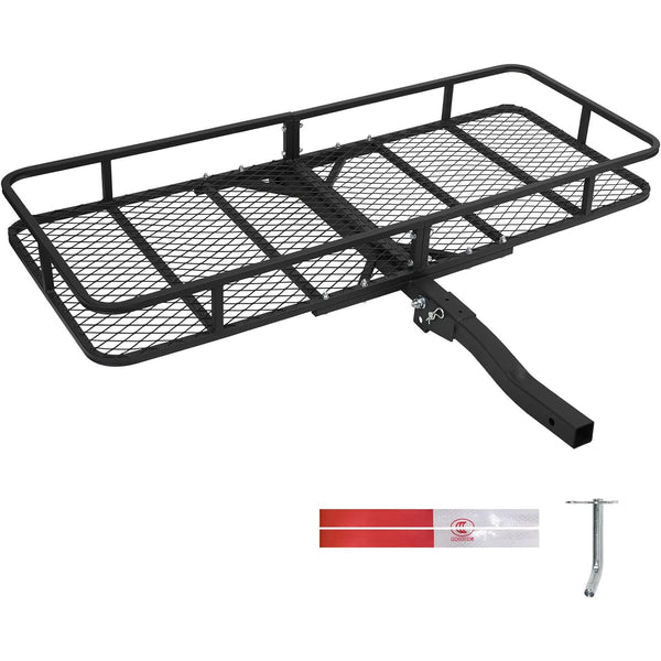 Daolar Folding Trailer Hitch Cargo Carrier Receiver 500 Lbs Capacity 2 Inch Receiver Luggage Basket Hitch Fold Up for SUV, RV, Truck, Van Camping Traveling