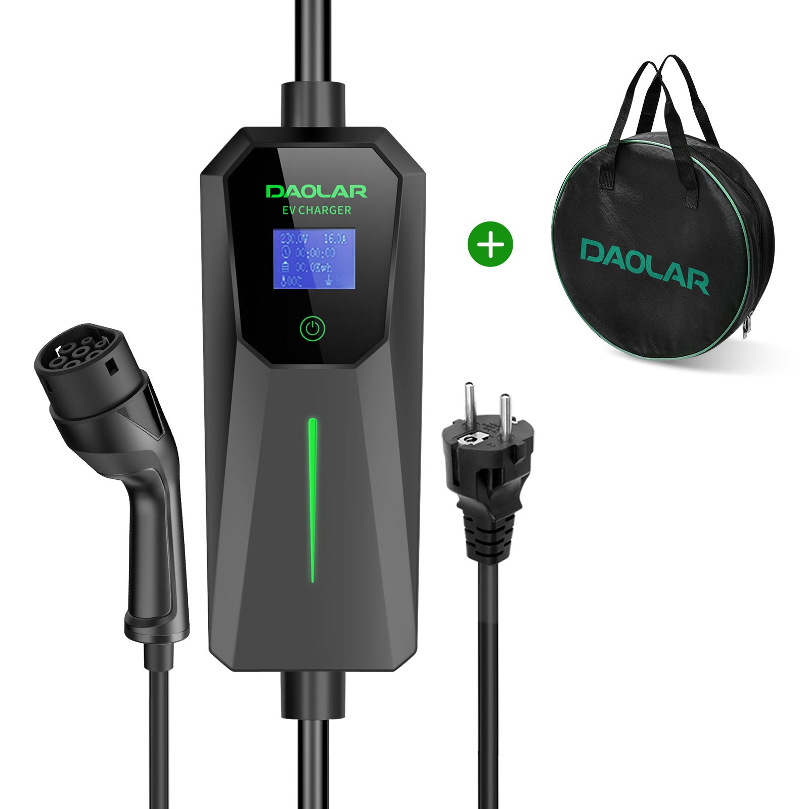 Daolar Type 2 EV Charger with Schuko plug 3.5KW 16A Portable Charging ...