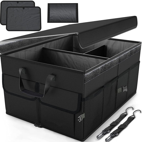 Daolar Car Boot Organiser with Non-Slip Base, Fastening Straps, Multiple Compartments, Foldable Trunk Storage Bag